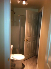 Bathroom renovation toilet and doorway