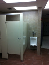 Complete Renovated industrial washroom_ Tiling wasroom shower,  washroom floor, Urinal, toilet stalls, atomatic urinal flush. 10