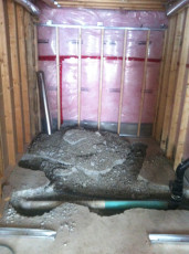 basement washroom drain installation for new washroom in basement