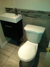 Bathroom renovation sink and toilet