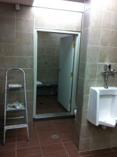 Complete Renovated industrial washroom_ Tiling wasroom shower,  washroom floor, Urinal, toilet stalls, atomatic urinal flush. 13