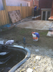 Inground hot tub installation yard work