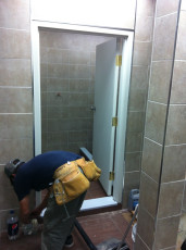 Washroom 8 installation tiles and door